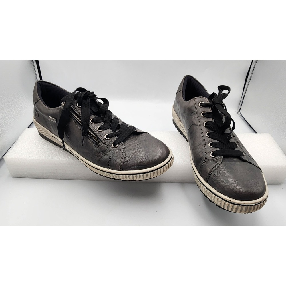 Remonte Women's Gray Leather Lace Up Zipper Accent‎ Comfort Casual Sneakers